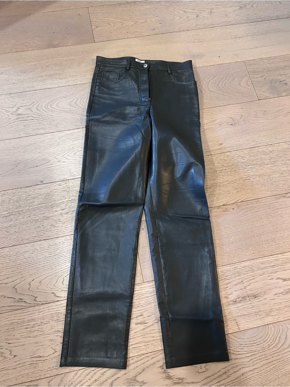 Wilfred Melina charcoal grey Faux Leather Straight-Leg Jeans. Long.
